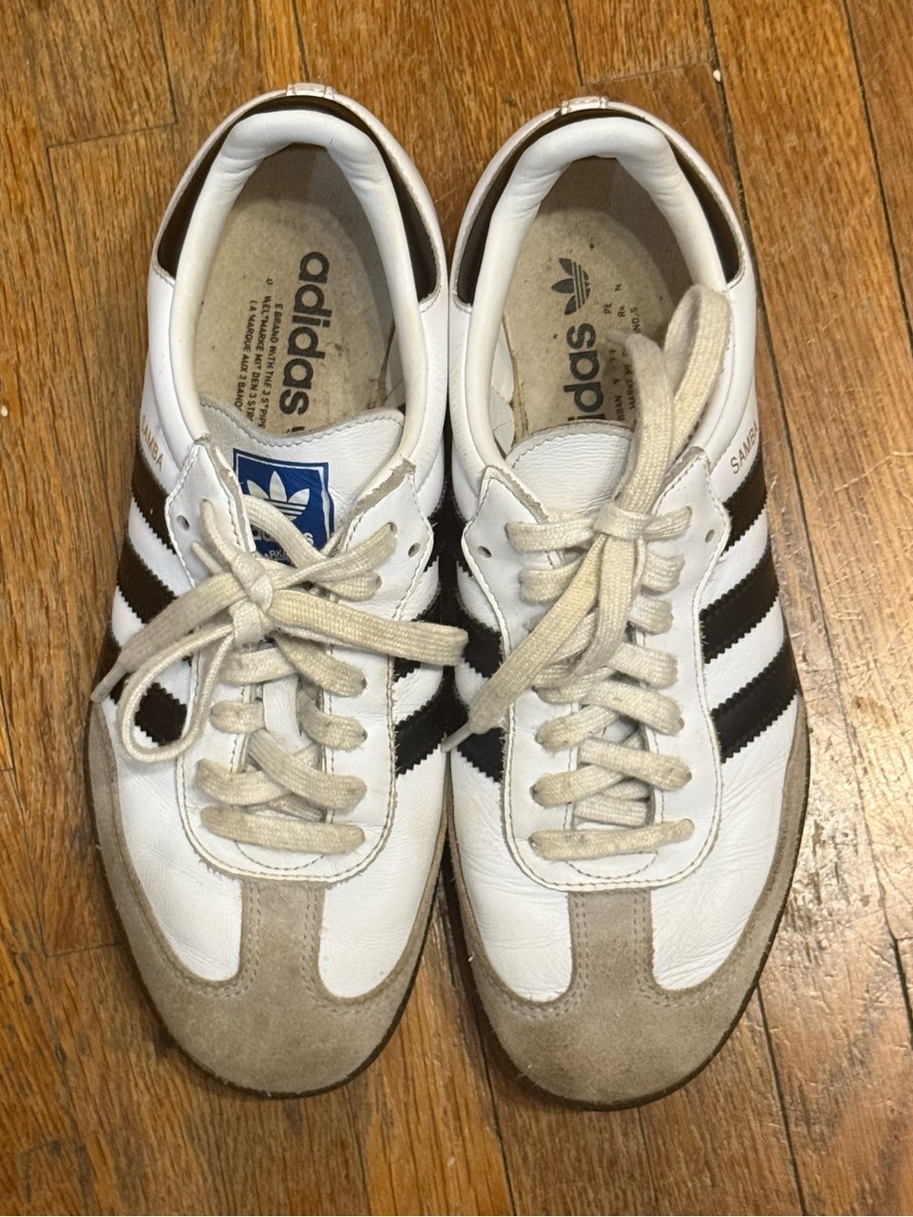 adidas White and Brown Classic Samba Sneakers
